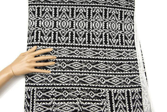 Black and White Tribal Printed Knit Jersey Fabric by the Yard - Felinus Fabrics