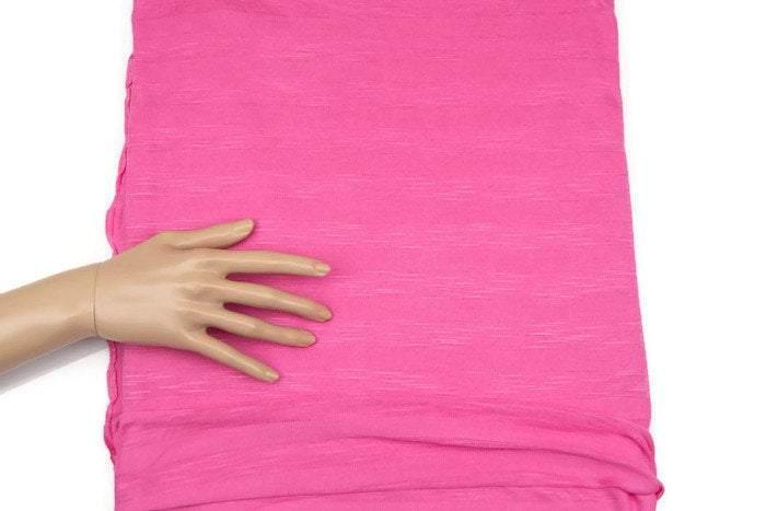 Bright Pink Heather Stripe Light Sweater Knit Fabric 1 yard - Felinus Fabrics