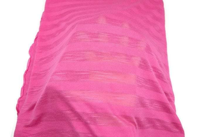 Bright Pink Heather Stripe Light Sweater Knit Fabric 1 yard - Felinus Fabrics