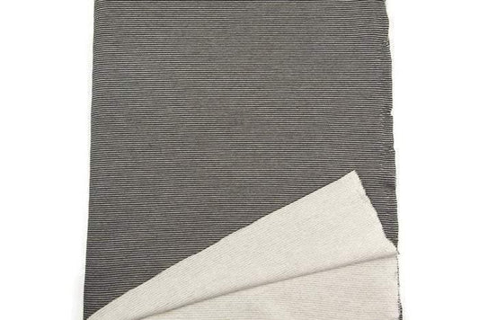 Gray and Off White Narrow Stripe Ponte Knit Fabric by the yard STK00142R - Felinus Fabrics