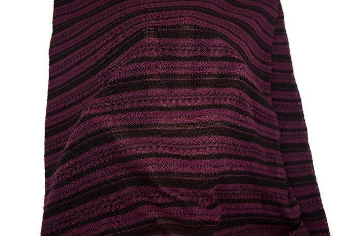 Burgundy and Black Fancy Stripe Open Weave Sweater Knit Fabric 1 Yard and 17 Inches - Felinus Fabrics