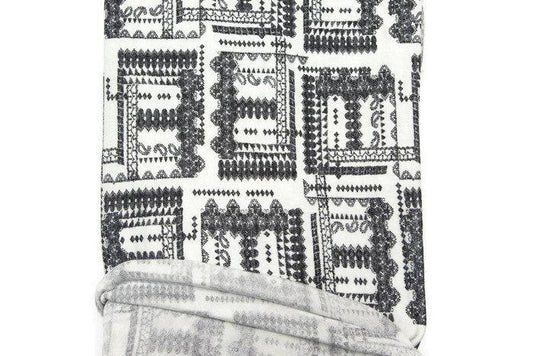 Boho Black and Off White Knit Fabric by the Yard - Felinus Fabrics