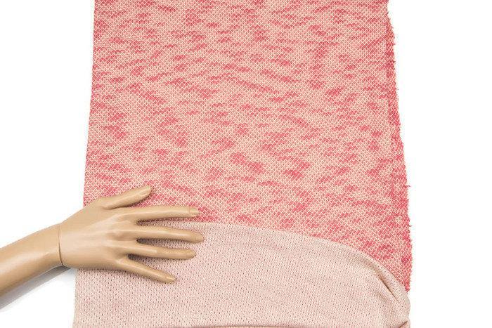Heather Red Pink and Cream Reversible Double Sided Sweater Knit Fabric 1 Yard and 25 Inches OSK00322 - Felinus Fabrics