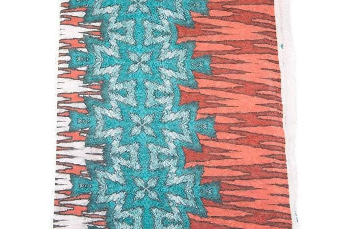 Orange Aqua Graphic Print Sweater Knit Fabric 40 inches length OSK00467 - Felinus Fabrics