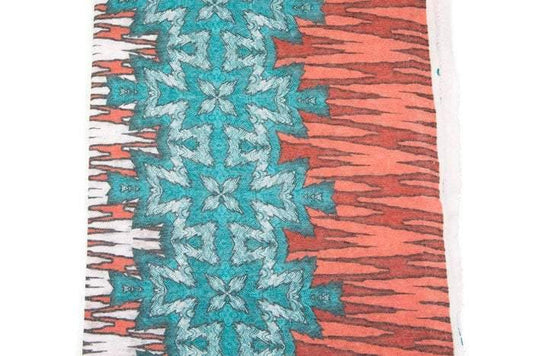 Orange Aqua Graphic Print Sweater Knit Fabric 40 inches length OSK00467 - Felinus Fabrics