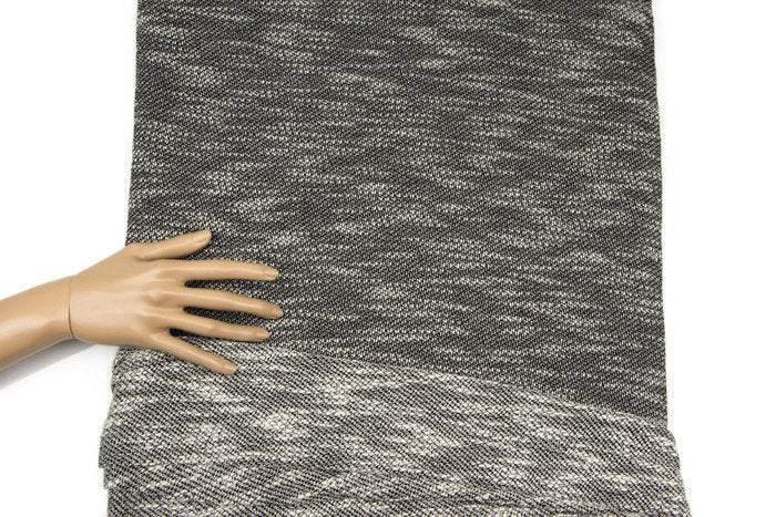 Black and Off White Tweed Like Open Weave Sweater Knit Fabric 1 Yard and 20 Inches Extra Wide - Felinus Fabrics