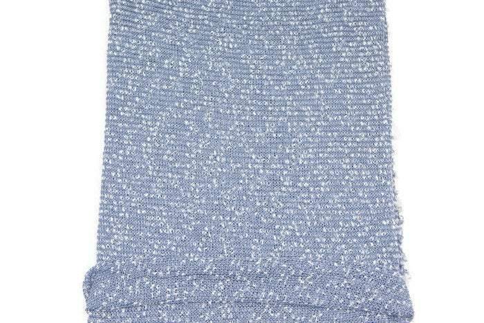 Blue and White Boucle Fancy Open Weave Sweater Knit Fabric by the yard - Felinus Fabrics