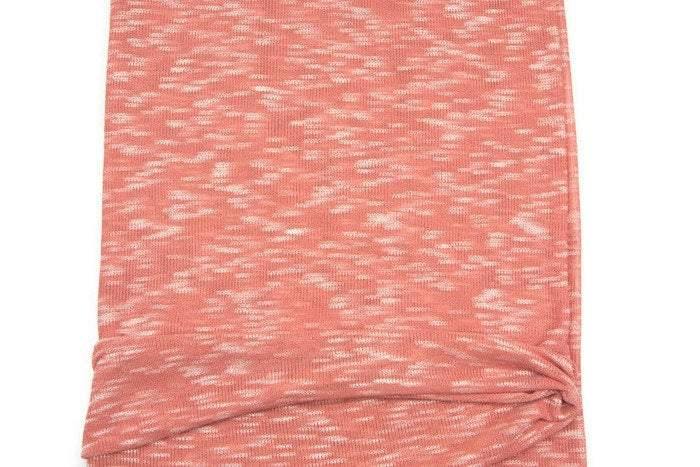 Heather Muted Coral Pink and Off White Open Weave Sweater Knit Fabric 1.5 yards OSK00397 - Felinus Fabrics