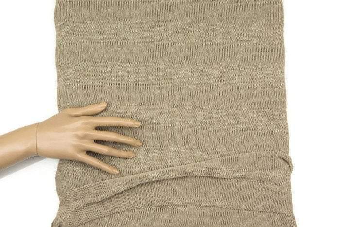 Dark Sand Beige Stripe Open Weave Sweater Knit Fabric 32 inches length OSK00409 - Felinus Fabrics