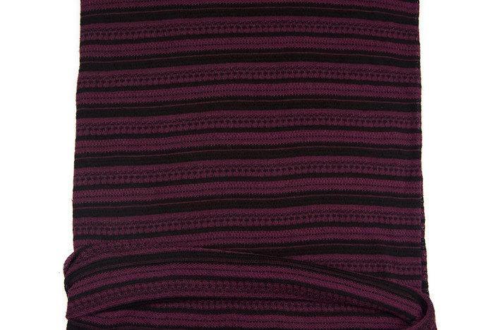 Burgundy and Black Fancy Stripe Open Weave Sweater Knit Fabric 1 Yard and 17 Inches - Felinus Fabrics