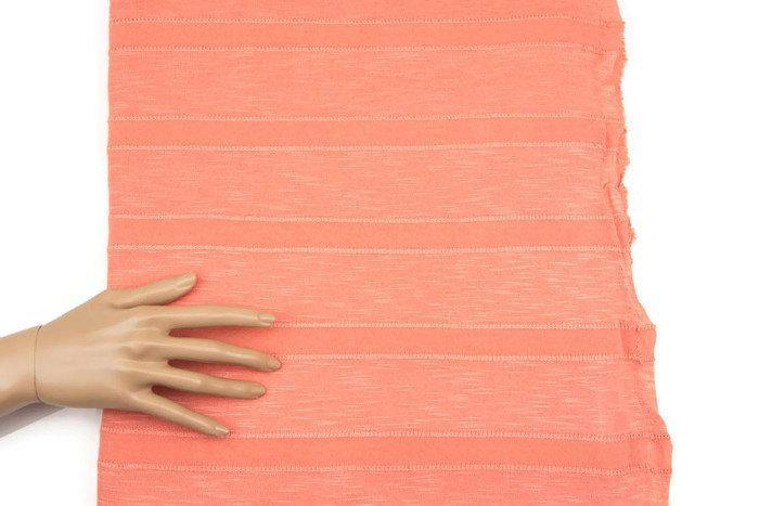 Coral Stripe Sweater Knit Fabric by the yard - Felinus Fabrics
