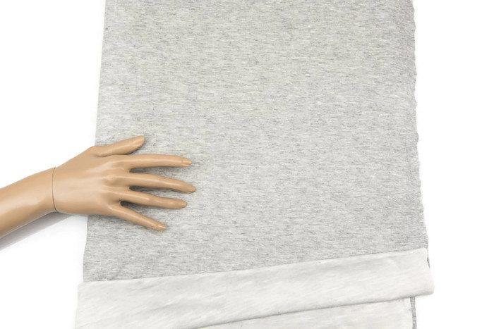 Heather Light Gray and Off White Double Face Reversible Knit Jersey Fabric 2 yards ATK00168 - Felinus Fabrics