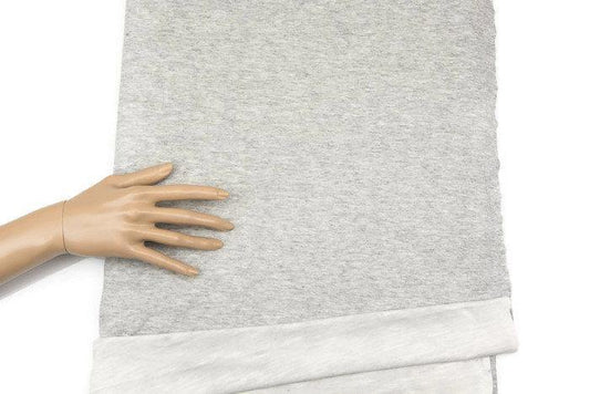 Heather Light Gray and Off White Double Face Reversible Knit Jersey Fabric 2 yards ATK00168 - Felinus Fabrics