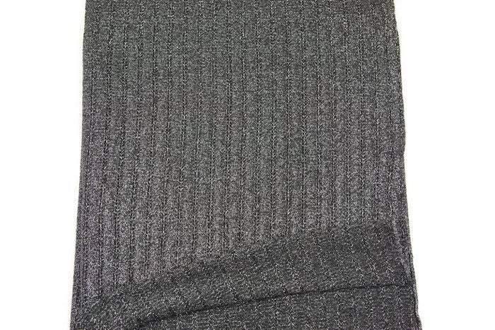 Metallic Silver Gray Vertical Stripe Fancy Open Weave Sweater Knit Fabric by the yard OSK00635 - Felinus Fabrics