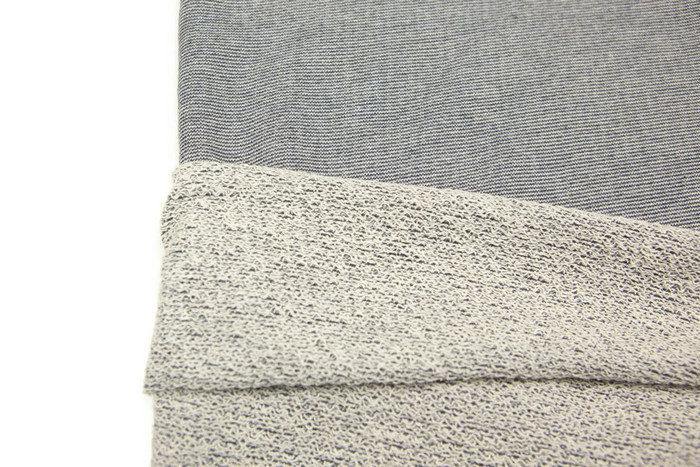 Blue and Off White Twill French Terry Knit Fabric by the Yard Extra Wide - Felinus Fabrics