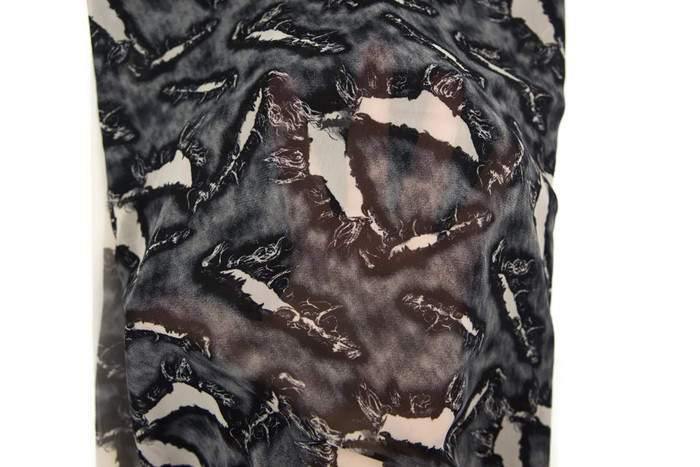 Black and Warm Stone Ripped Hole Print Chiffon Fabric Semi Sheer 1 yard and 13 inches - Felinus Fabrics