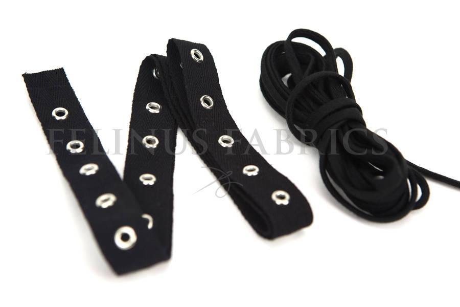 Black Grommet Tape and Black Knit Trim DIY Lace Up Kit for T-shirts - Felinus Fabrics