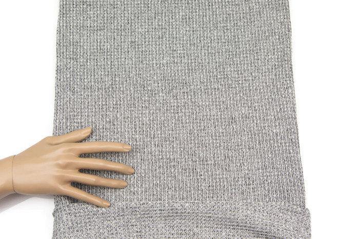Heather Black and Off White Open Weave Sweater Knit Fabric 1 Yard and 13 Inches OSK00597 - Felinus Fabrics