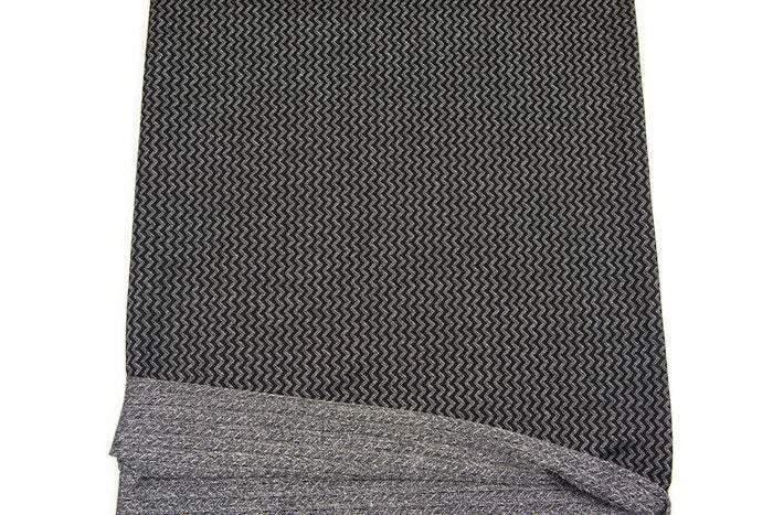 Black and Metallic Silver Chevron Zig Zag Stripe Jacquard Sweater Knit Fabric 1 yard and 14 inches Extra Wide - Felinus Fabrics