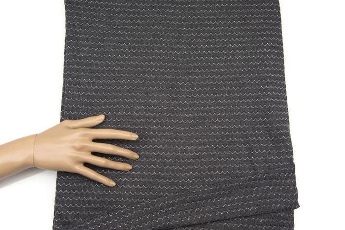 Gray and Silver Fancy Wavy Stripe Open Weave Sweater Knit Fabric by the yard OSK00633 - Felinus Fabrics