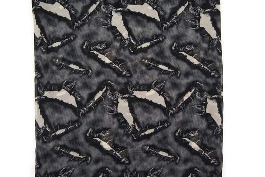 Black and Warm Stone Ripped Hole Print Chiffon Fabric Semi Sheer 1 yard and 13 inches - Felinus Fabrics