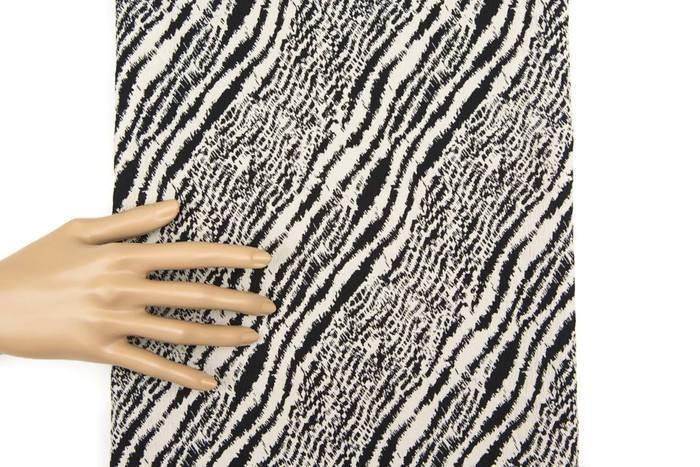 Black and Light Beige Graphic Zebra Design Stretch Brocade Reversible 23 inches length - Felinus Fabrics