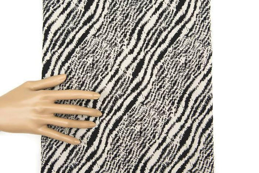 Black and Light Beige Graphic Zebra Design Stretch Brocade Reversible 23 inches length - Felinus Fabrics