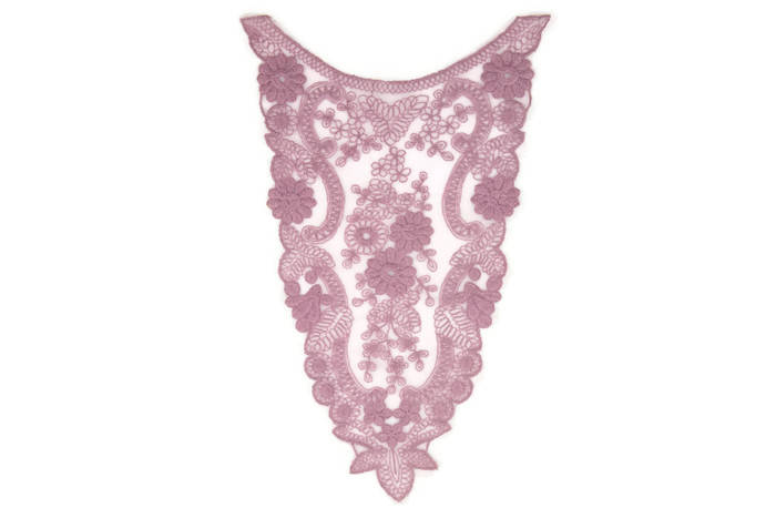 Lavender Pink Floral Lace Applique 1 Piece