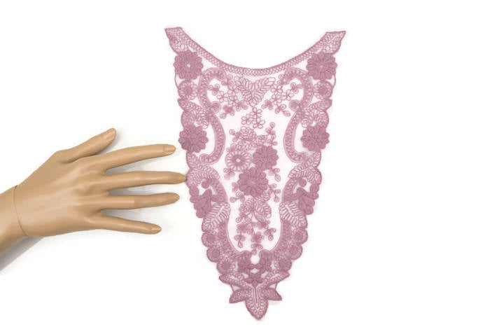 Lavender Pink Floral Lace Applique 1 Piece