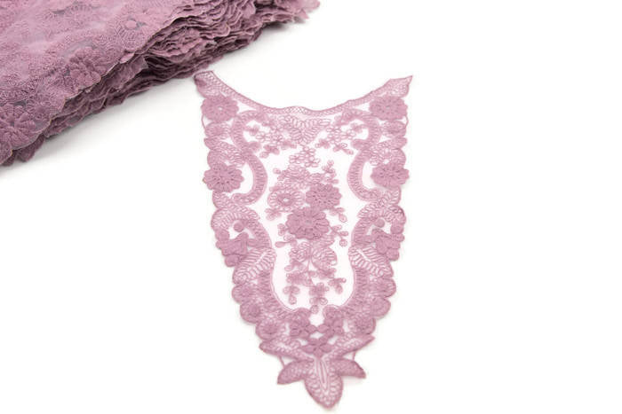 Lavender Pink Floral Lace Applique 1 Piece