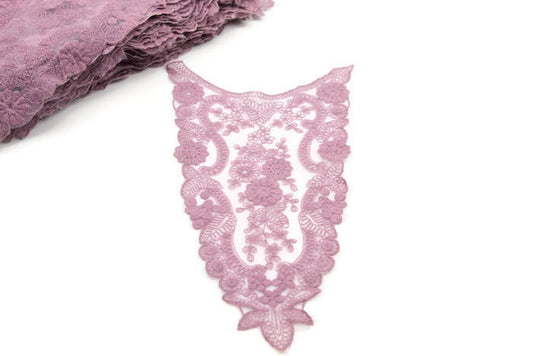 Lavender Pink Floral Lace Applique 1 Piece