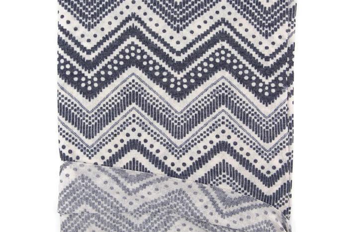 Heather Blue and Cream Chevron Sweater Knit Fabric 1 yard and 25 inches OSK00763 - Felinus Fabrics