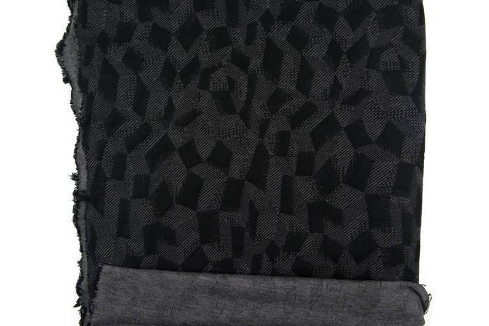 Gray and Black Graphic Diamonds Jacquard Knit Fabric 31 inches length Extra Wide PDK00381 - Felinus Fabrics