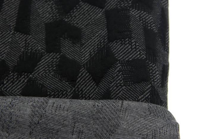 Gray and Black Graphic Diamonds Jacquard Knit Fabric 31 inches length Extra Wide PDK00381 - Felinus Fabrics