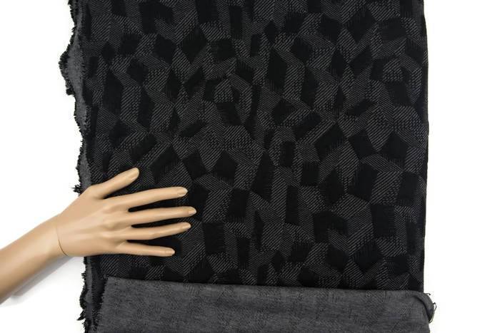 Gray and Black Graphic Diamonds Jacquard Knit Fabric 31 inches length Extra Wide PDK00381 - Felinus Fabrics