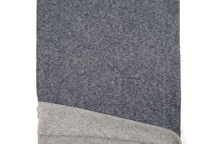 Heather Dark Blue Metallic Silver and Off White French Terry Knit Fabric by the yard Extra Wide FTK00408R - Felinus Fabrics