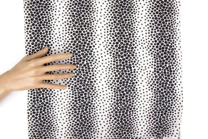 Black and Off White Polka Dot Contemporary Stripe Burnout Knit Fabric by the yard Extra Wide - Felinus Fabrics