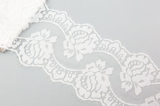 White Lace Trim 7 inches width 3 yard NLT00298 - Felinus Fabrics