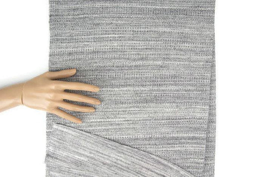 Heather Gray and Off White Double Face Reversible Waffle Knit Fabric 1 yard ATK00355 - Felinus Fabrics