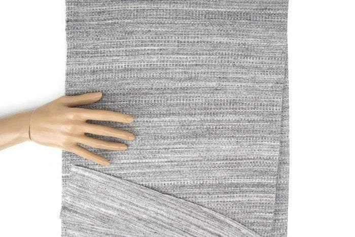 Heather Gray and Off White Double Face Reversible Waffle Knit Fabric by the yard ATK00354R - Felinus Fabrics