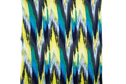 Yellow Blue and Black Abstract Print Knit Jersey Fabric by the yard PDK00505 - Felinus Fabrics
