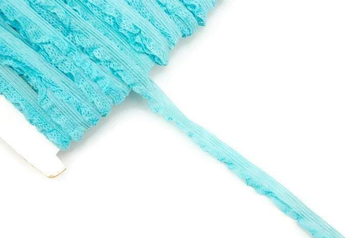 Blue Ruffled Elastic Trim 12 yards - Felinus Fabrics