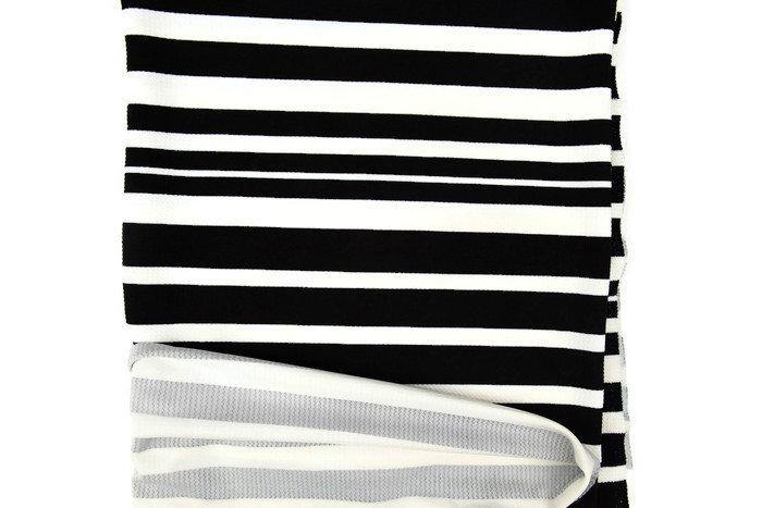 Black and Off White Stripe Cloque Ponte Knit 1 yard and 14 inches - Felinus Fabrics