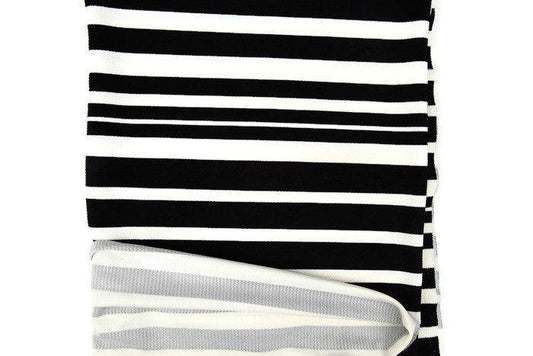 Black and Off White Stripe Cloque Ponte Knit 1 yard and 14 inches - Felinus Fabrics