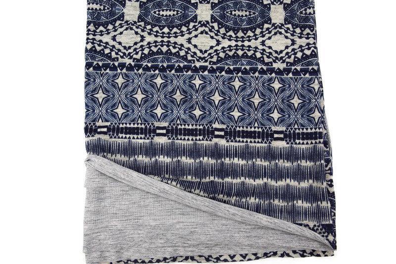 Navy and Off White Boho Star Print Brushed Sweater Knit Fabric 1 yard and 16 inches OSK00910 - Felinus Fabrics