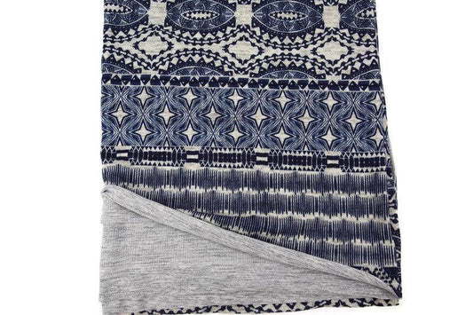 Navy and Off White Boho Star Print Brushed Sweater Knit Fabric 1 yard and 16 inches OSK00910 - Felinus Fabrics