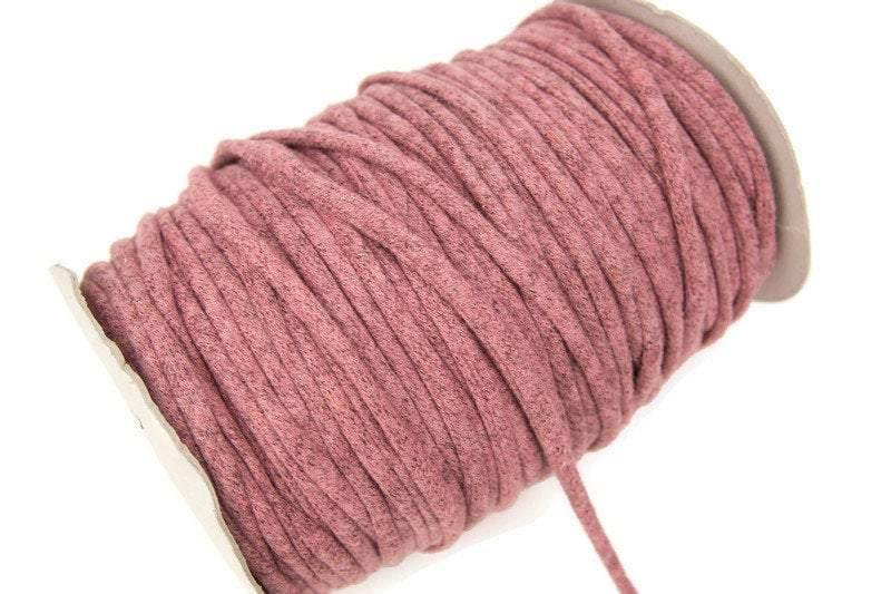 Heather Muted Pink Sweater Knit Trim Spaghetti Straps Hollow Tube Tubular Trim 5 yards  ATN00712 - Felinus Fabrics