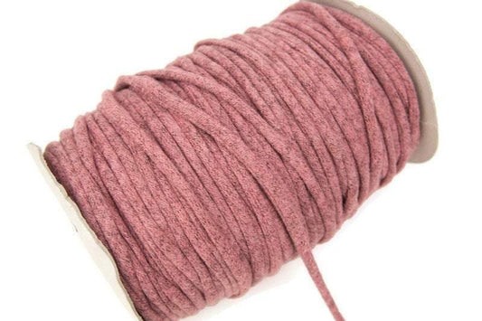 Heather Muted Pink Sweater Knit Trim Spaghetti Straps Hollow Tube Tubular Trim 5 yards  ATN00712 - Felinus Fabrics