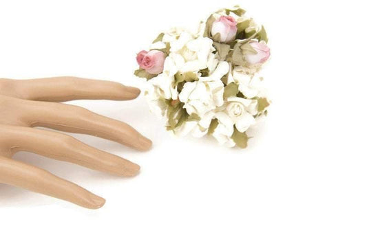 Mini Cream and Pink Variety Paper Flowers Tiny Paper Flowers 24 Pieces NTN00005 - Felinus Fabrics