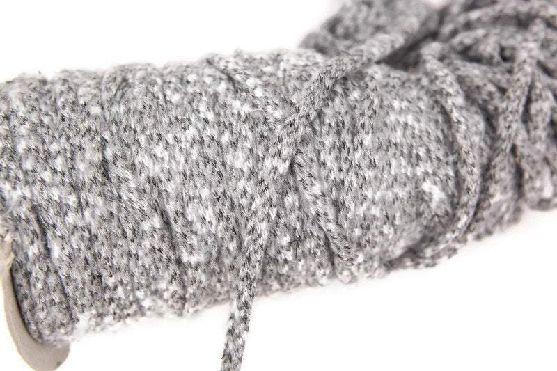 Heather Gray Fuzzy Sweater Knit Trim Spaghetti Straps Hollow Tube Tubular Trim 5 yards ATN00728 - Felinus Fabrics